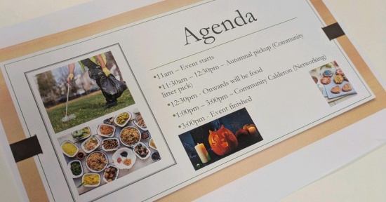 Agenda for the event 